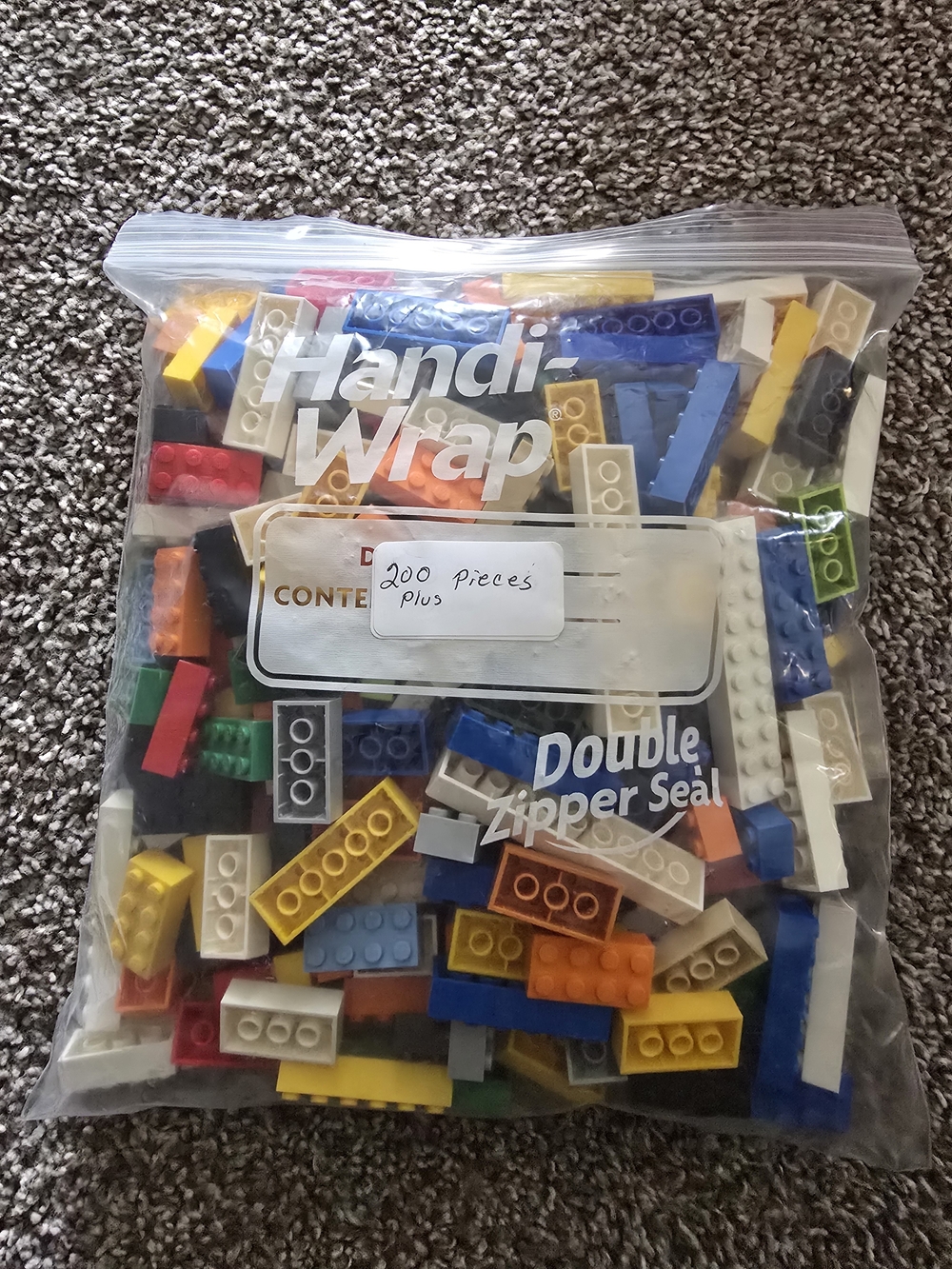Lego Mixed Bricks Bag - Red, Yellow, Blue, White, Green, Black, Orange
